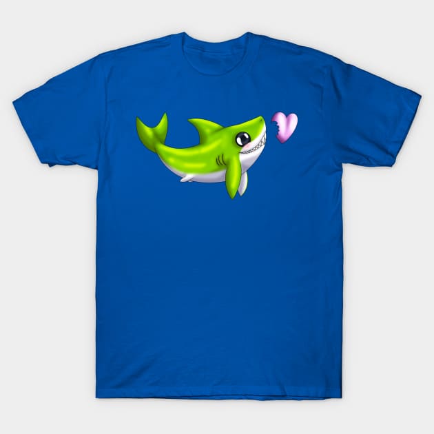 Shark Bites! (Green) T-Shirt by spyroid101